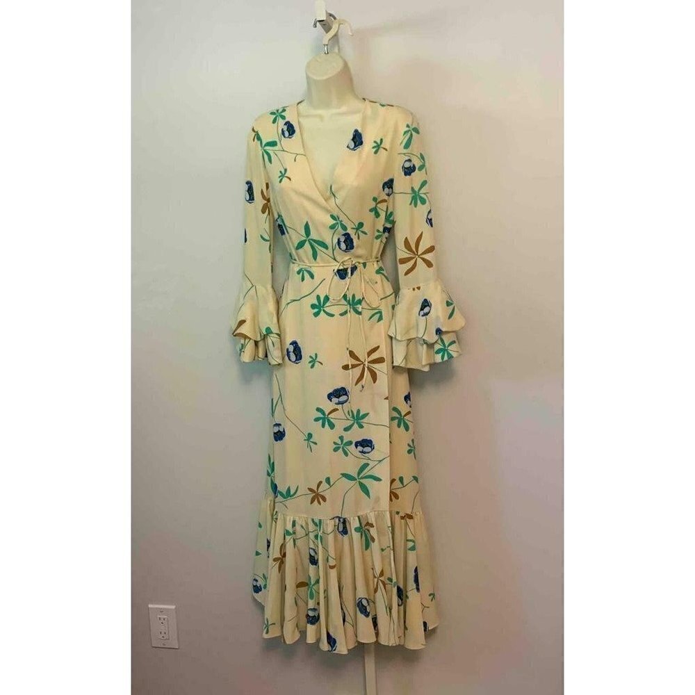 DVF Diane von Furstenberg Madeline Growing Tulip Bone wrap dress midi new XS 0 2